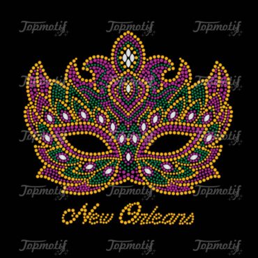 High Quality Mardi Gras Hot Fix Rhinestone Heat Transfer Mask Design Iron On Transfer